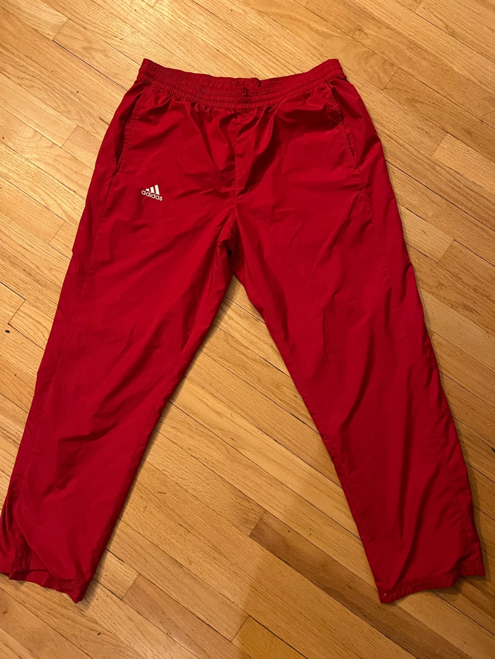 adidas Red Athletic Track Pants with Logo Tag